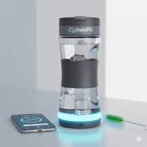 botella ciber fir transparente con toques negros